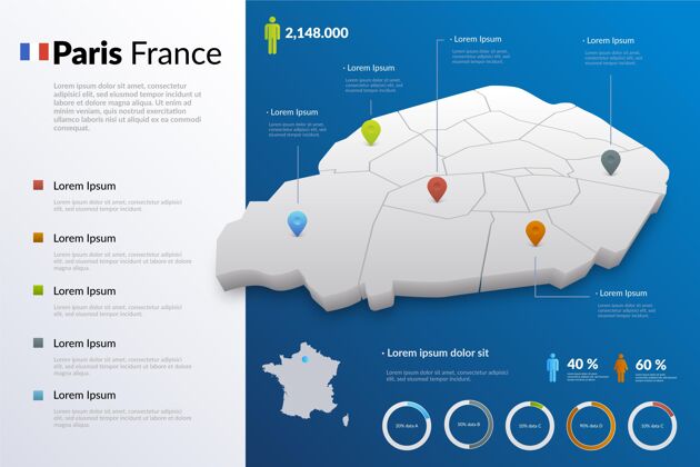 信息图梯度法国巴黎地图信息图国家数据图表