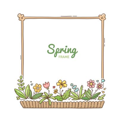 春天手绘弹簧花架开花花卉季节
