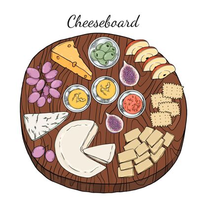 绘制手绘奶酪板健康食品美食营养