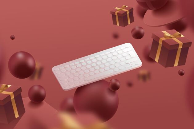 礼品盒逼真的三维键盘广告礼品盒盒子背景