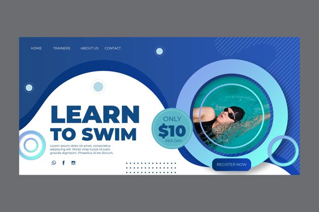 课程游泳课登陆页面模板网页模板锻炼运动