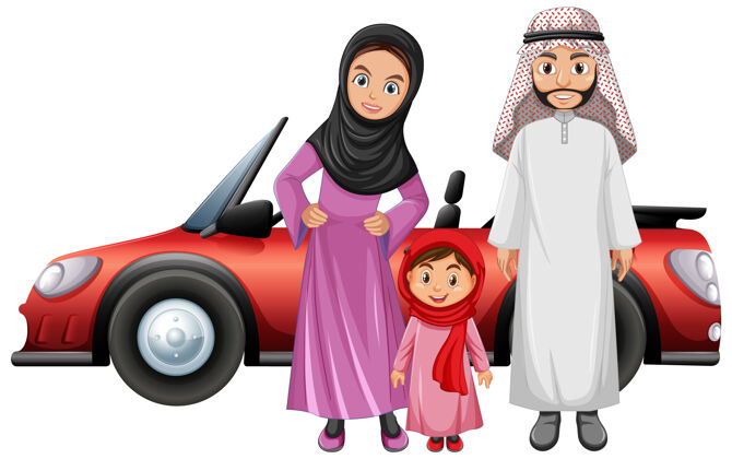 衣服阿拉伯家庭度假服饰孩子车轮