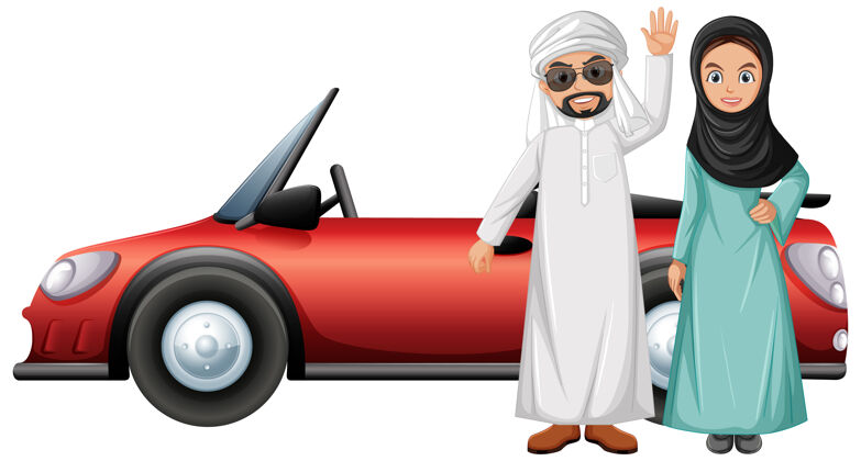 衣服阿拉伯情侣卡通人物男性成人人类