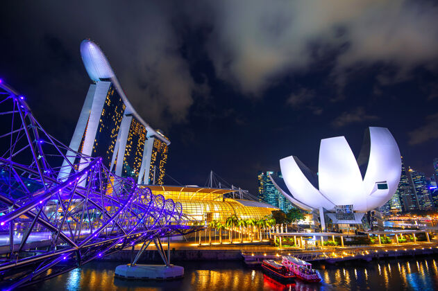 著名新加坡滨海湾的城市景观高位置建筑