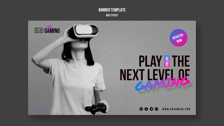 数码虚拟现实游戏横幅模板虚拟视觉视频
