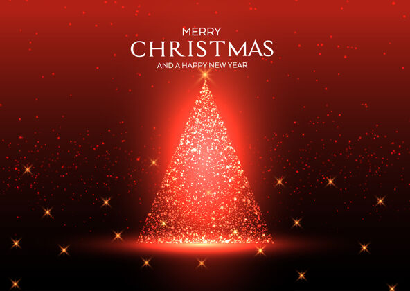 年圣诞背景与闪闪发光的树设计卡片新年快乐快乐