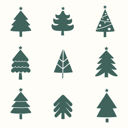 类型一套圣诞树设计元素装饰时间许多