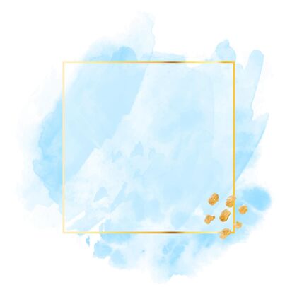 画框粉彩蓝色水彩与黄金框架浪漫水彩艺术
