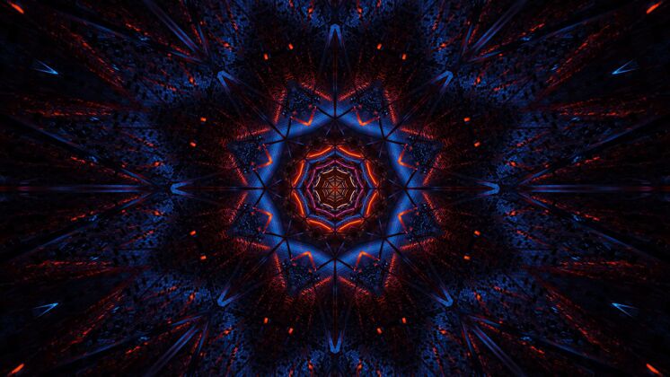 动感宇宙背景的黑蓝色和红色激光-完美的数字壁纸形状效果色彩