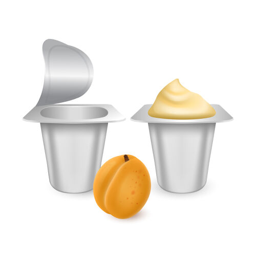 食品一套白色哑光塑料罐酸奶奶油甜点或果酱甜点包装容器