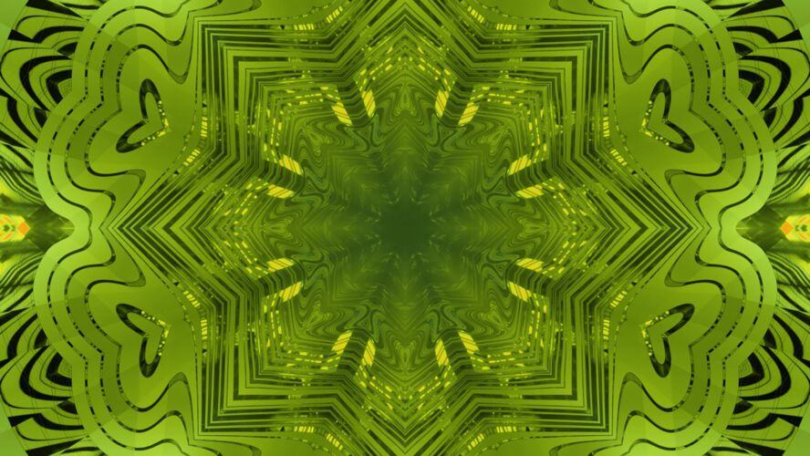 艺术品3d插图抽象艺术背景 具有无限绿色隧道的视觉错觉效果 具有万花筒般的装饰和反射效果辉光未来抽象