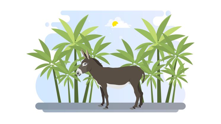 圣周棕榈周日插图背景棕榈树星期天动物