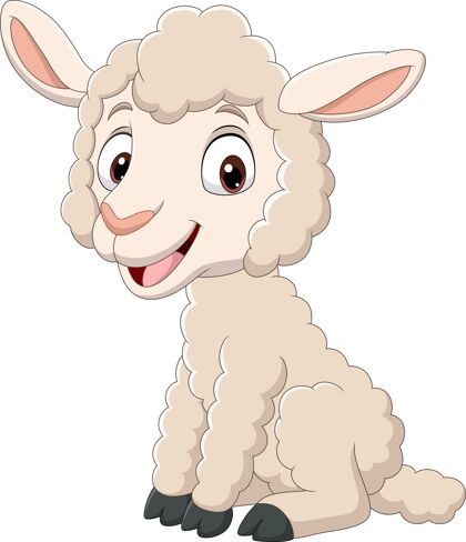 羔羊卡通搞笑羔羊宝宝坐动物野生动物宝贝