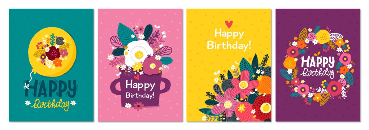 生日聚会手绘生日贺卡系列设置生日贺卡包装