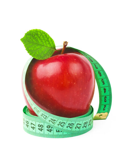 磁带被隔离的红苹果水果健身健康
