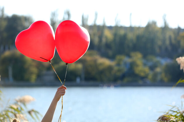 树枝爱心气球 户外浪漫骄傲阳光