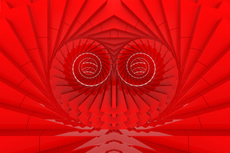 草莓三维渲染红色旋转漩涡艺术在心形墙的背景勒克斯流动旋转