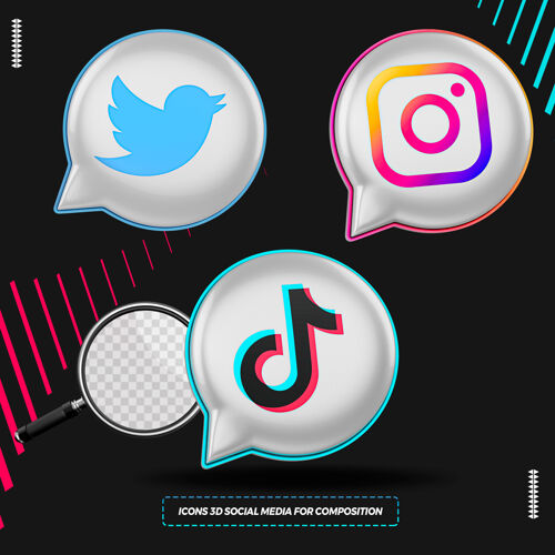 Media三维社会媒体图标气球格式呈现InstagramFollowers3dRender