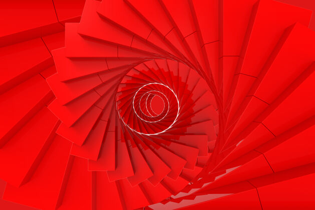 运动三维渲染红色旋转旋转艺术楼梯背景平滑明亮简单