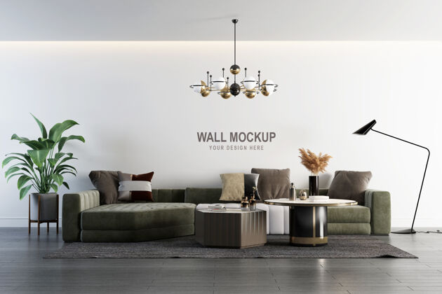台灯室内客厅墙壁模型设计在三维渲染现代植物装饰