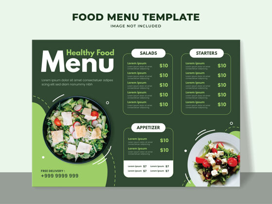 食物素食餐厅健康食品菜单模板素食者沙拉价格