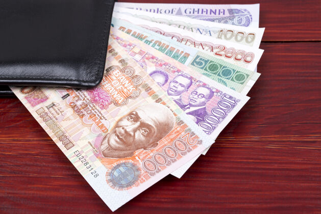 旧黑钱包里有老加纳的钱经济财富钞票