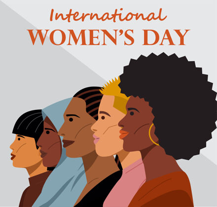 赋权国际妇女节插画多样性卡通肖像
