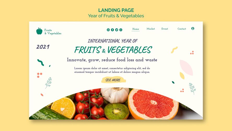 自然果蔬年网页模板健康食品素食者全球