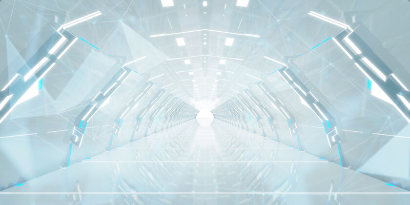 3d未来的隧道走廊设计透视建筑装饰