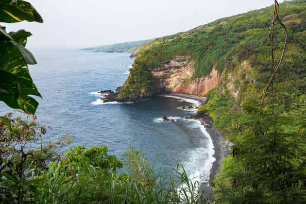 风景夏威夷毛伊岛美丽的热带景观风景绿色全景