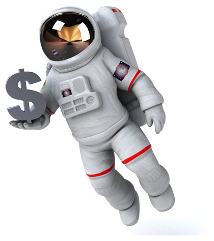 未来有趣的宇航员三维插图美元金融月球