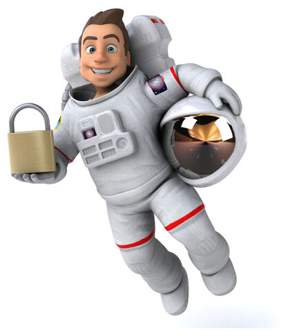 杀毒有趣的宇航员三维插图3d安全角色