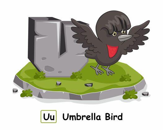 排版雨伞鸟岩石字母动物教育幼儿园动物园