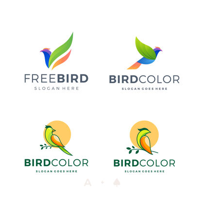 自由集现代彩鸟标志设计公司风格飞行
