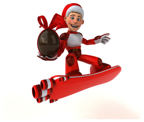 溜冰有趣的超级圣诞老人插画飞行动漫圣诞老人