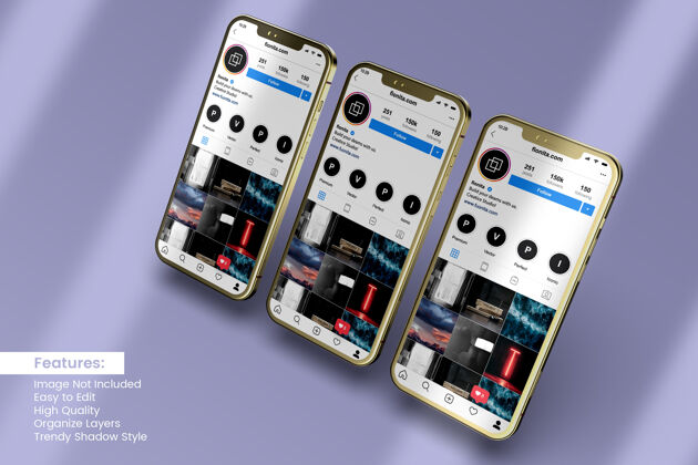 社交媒体帖子3d智能手机模型设计展示Instagram帖子电子手机