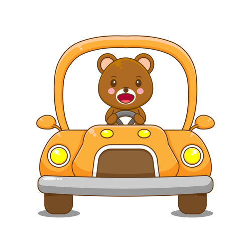 可爱驾驶汽车的熊性格动物熊车辆