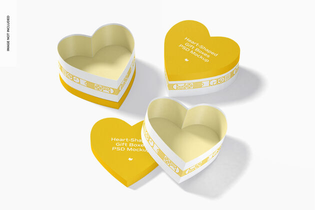 圣人情人节心形礼品盒设置模型友谊爱和友谊情人节