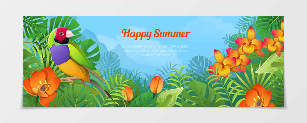 植物快乐夏日旅游模板.时间去旅行社度假网站天然鸟雀植物花色背景度假代理自然
