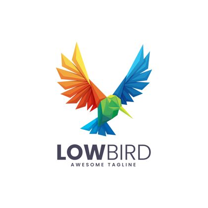 动物标志插图低鸟低波利风格企业形象品牌蜂鸟