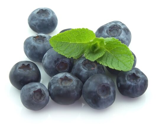茎成熟的薄荷蓝莓新鲜生的多汁的