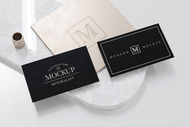 品牌黑色名片模型设计在三维渲染公司演示Logo