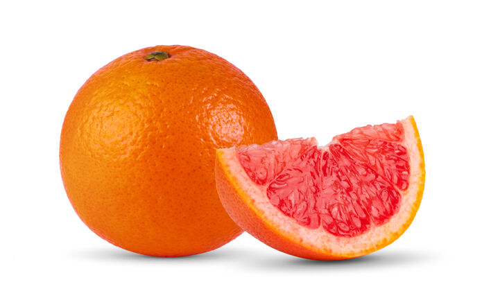 成熟橙色水果隔离切块柑橘切块