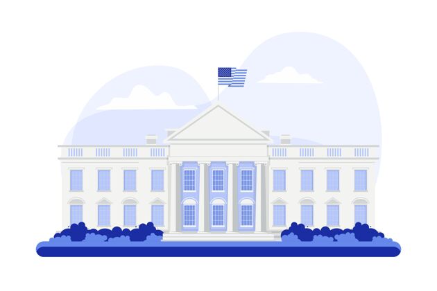 插图白宫平面设计插画美国住所总统