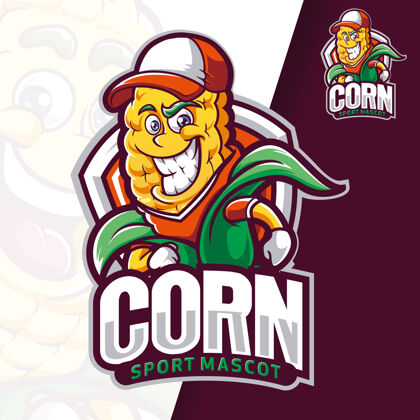 收获玉米教练运动吉祥物标志标志玉米蔬菜