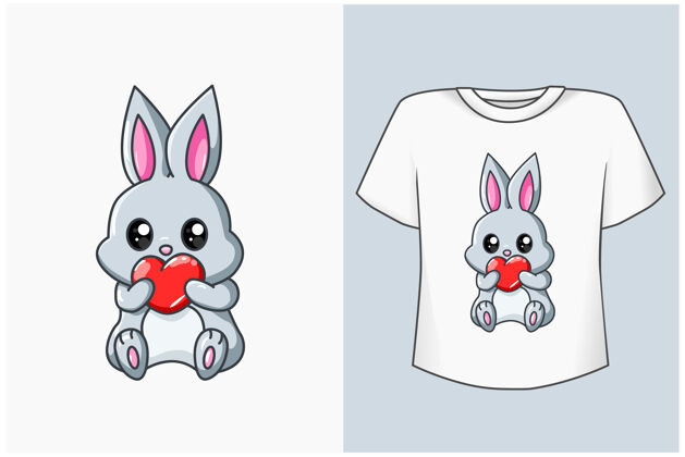 有趣可爱的兔子与爱情卡通插画人物手绘画