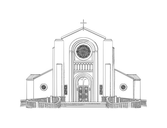 素描手绘建筑插图设计素描插图教堂