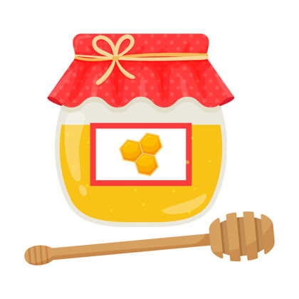 蜂蜜一瓶蜂蜜和一把蜂蜜勺食品配料健康