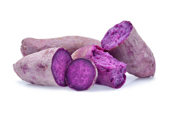切紫色的红薯加白色的山药新鲜段