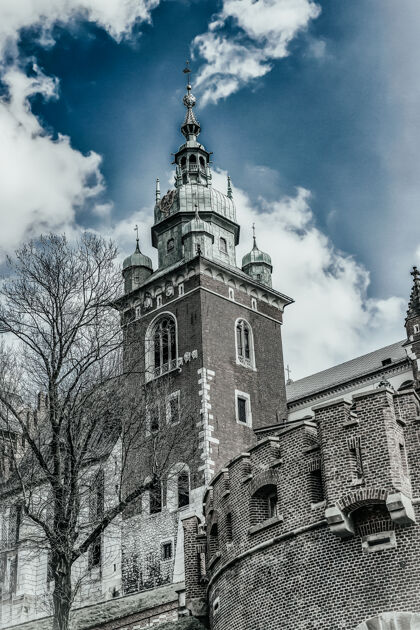 戏剧性圣斯坦尼斯劳和圣瓦茨拉夫大教堂 波兰克拉科夫著名的瓦维尔城堡墙大教堂城堡